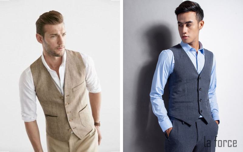 Street style nam với áo ghi lê denim bụi bặm